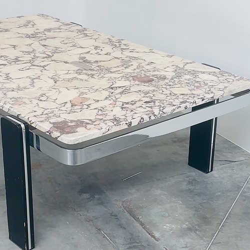 Violetta Calacatta marble coffee table on chrome base, 1970s
