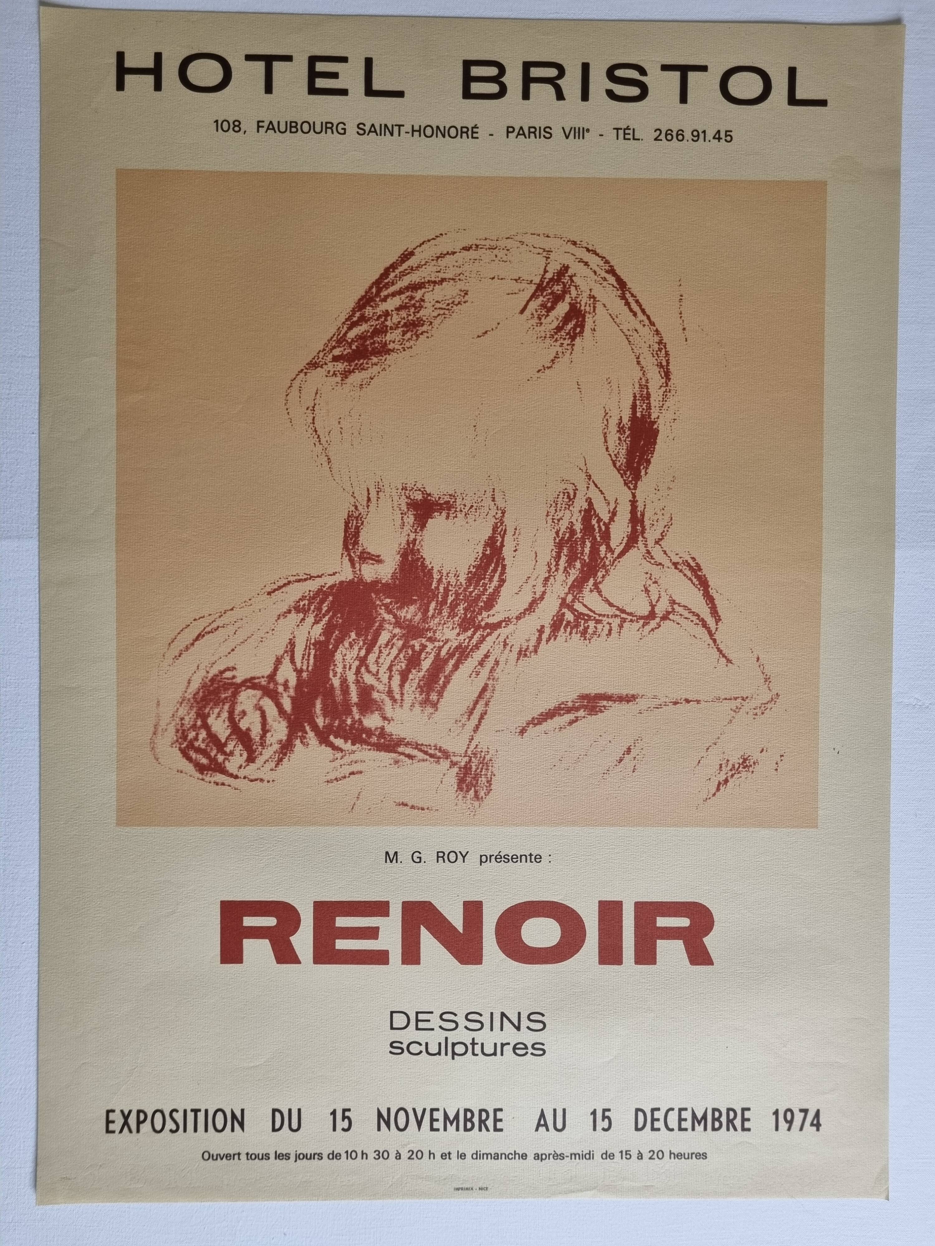 Lithographic poster on Arches paper, Renoir, Hotel Bristol, 1974