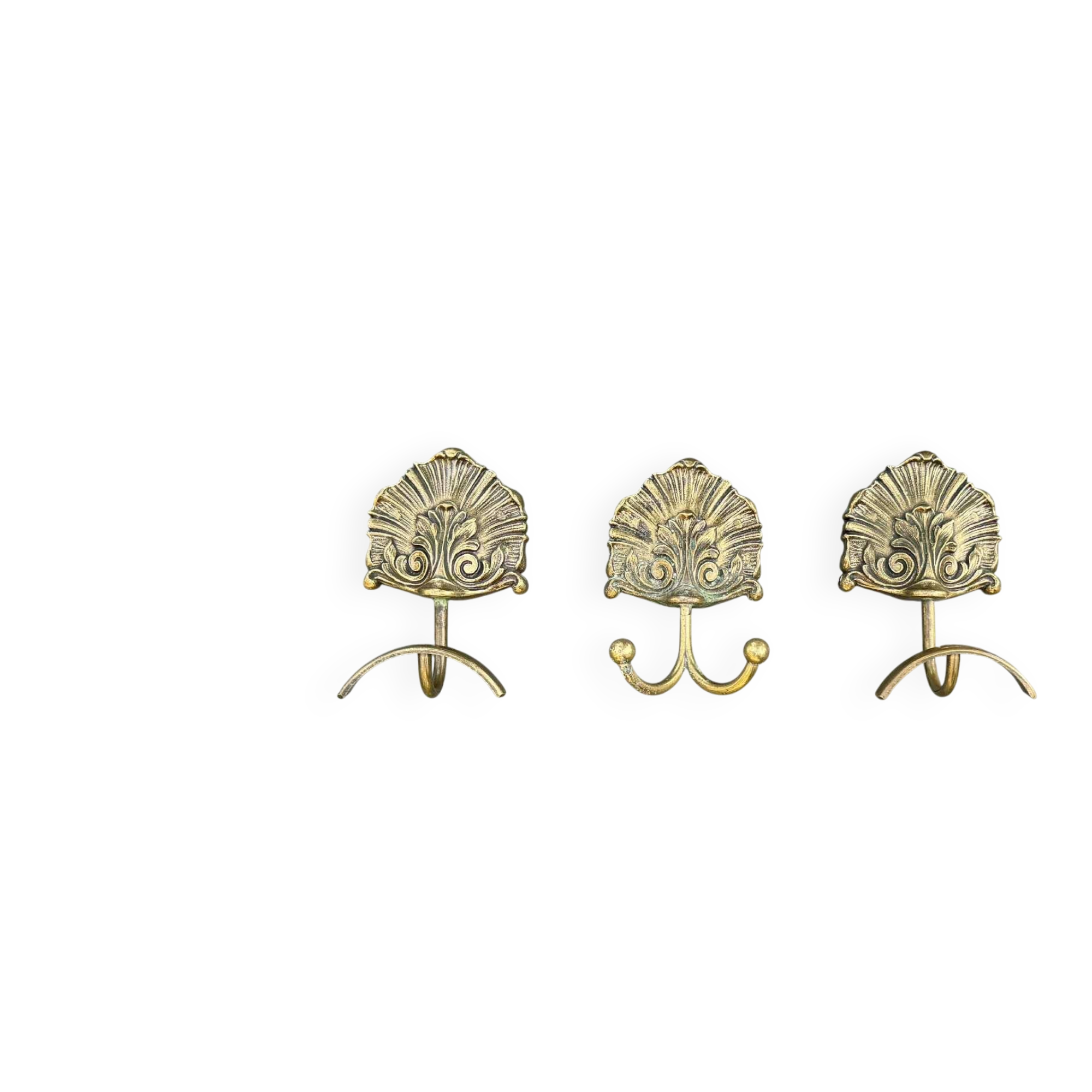 3 patères en laiton style Louis XV