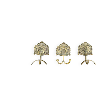 3 Louis XV style brass coat hooks