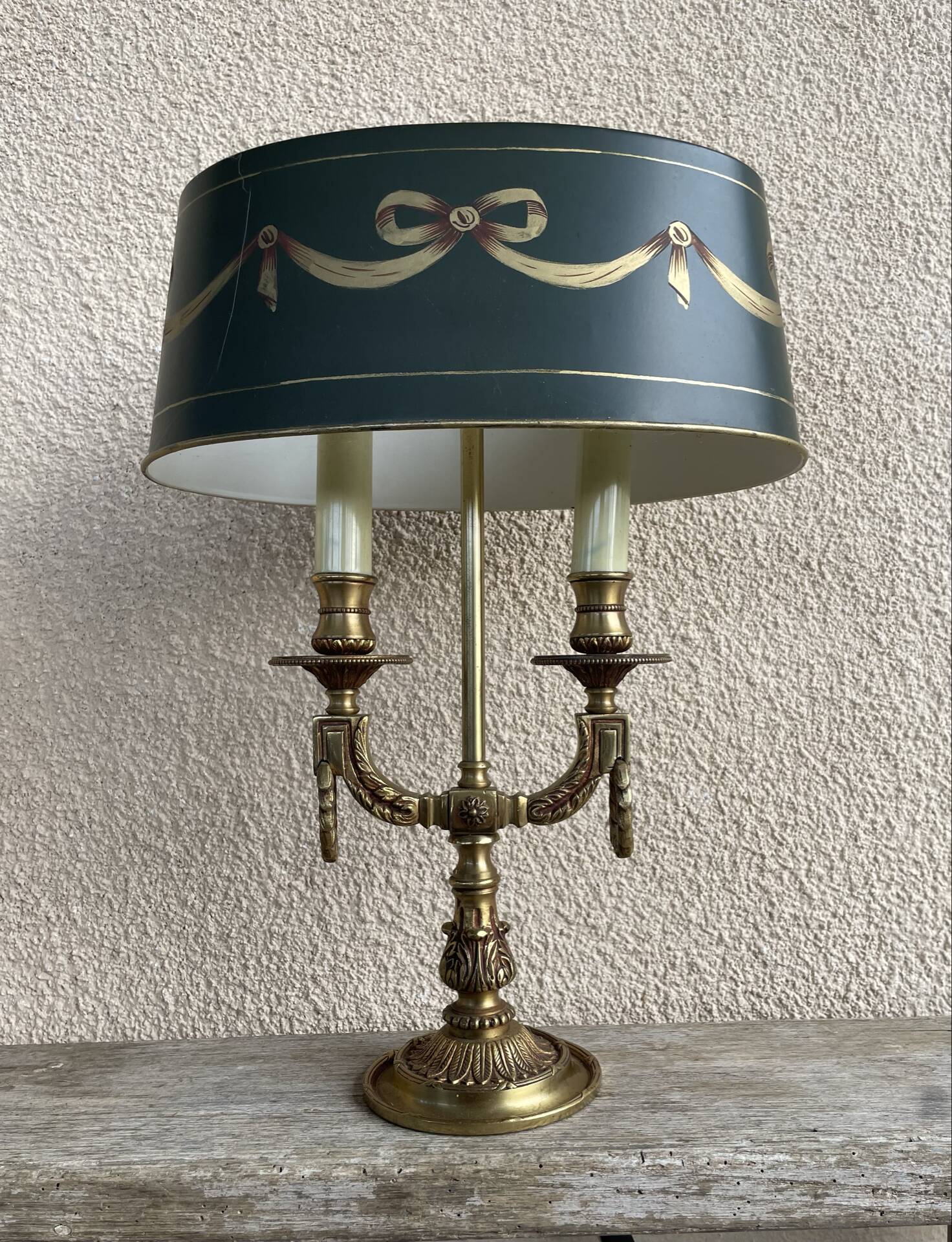 19th-century bouillotte lamp in solid bronze