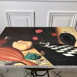 Oil painting on canvas still life with chessboard