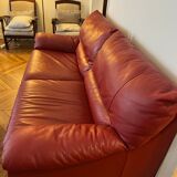 Ensemble canapé cuir convertible et repose-pied Natuzzi