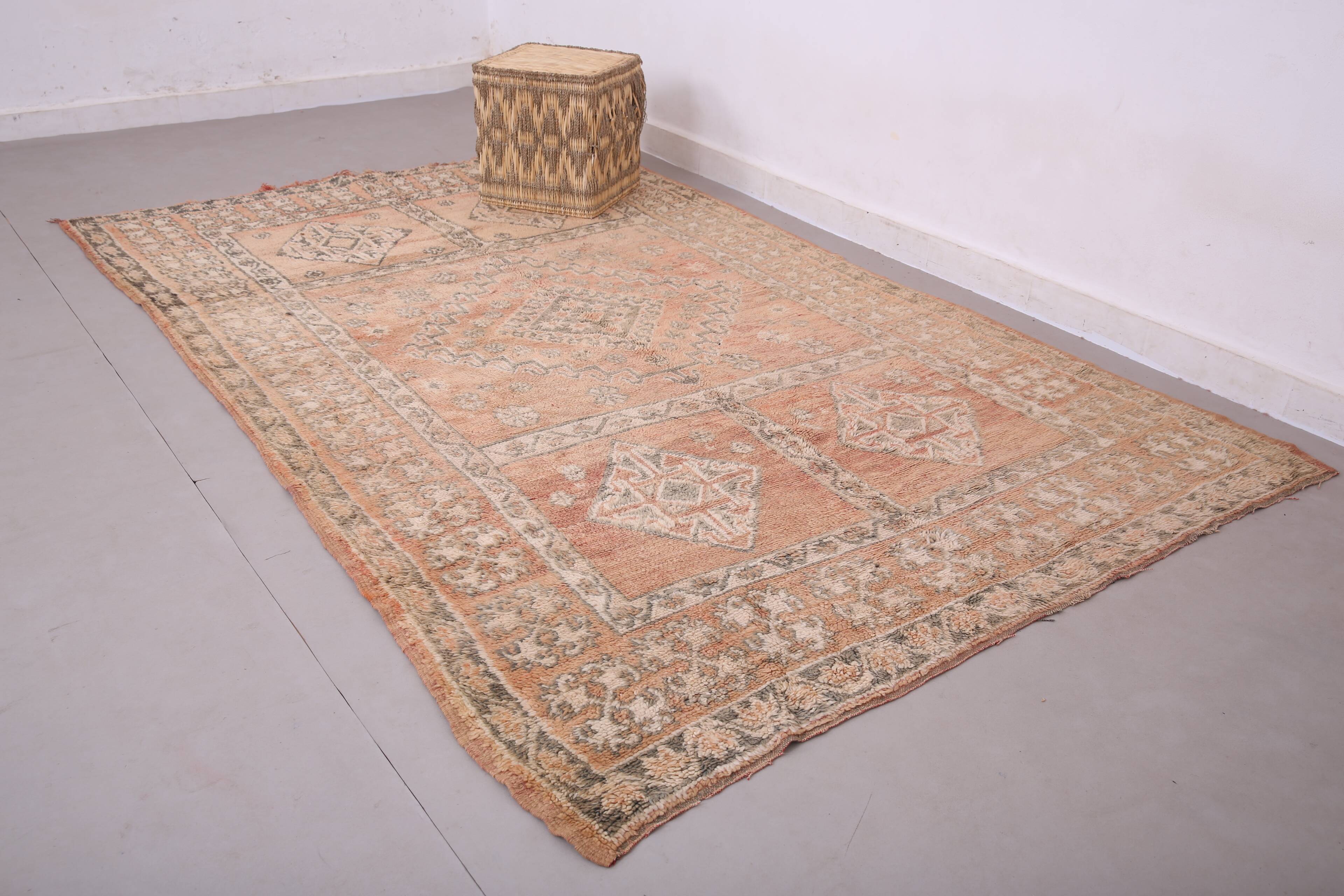 Peach Vintage Moroccan Rug 164 x 266 cm, Berber Wool Rug, Handmade Boho Rug