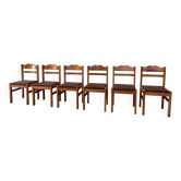 Set of six Scandinavian dining chairs in pine