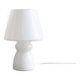 White vintage glass table lamp, mushroom lamp