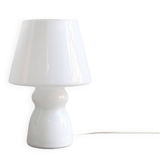 White vintage glass table lamp, mushroom lamp
