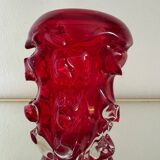 Red Murano glass vase from the 70s