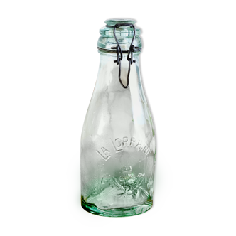 Bocal la lorraine forme bouteille en verre vert clair 1 litre