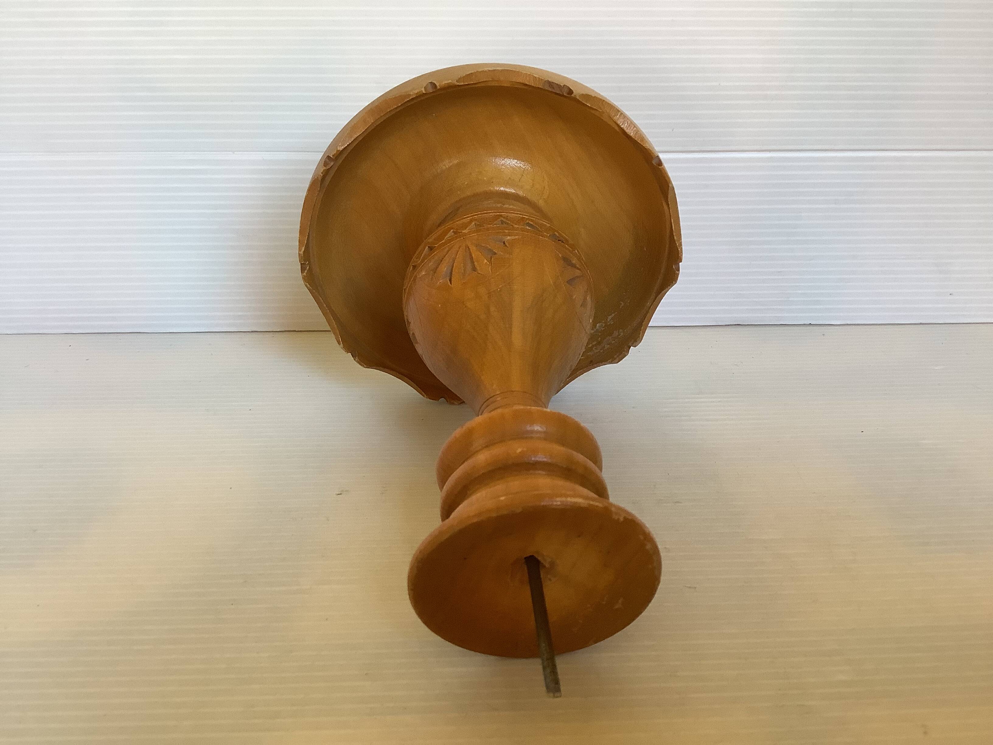 Carved wooden candle holder