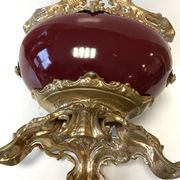 Antique Napoleon III Centrepiece Jardinière in Gilded Metal and Faience