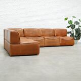 Canapé modulable De Sede 'DS-15' en cuir cognac patiné, Suisse 1970