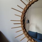 Miroir rond soleil en rotin