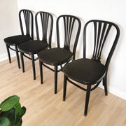 Set of 4 Vintage Black Wooden Dining Chairs: STOL Kamnik, 70s, Yugoslavia
