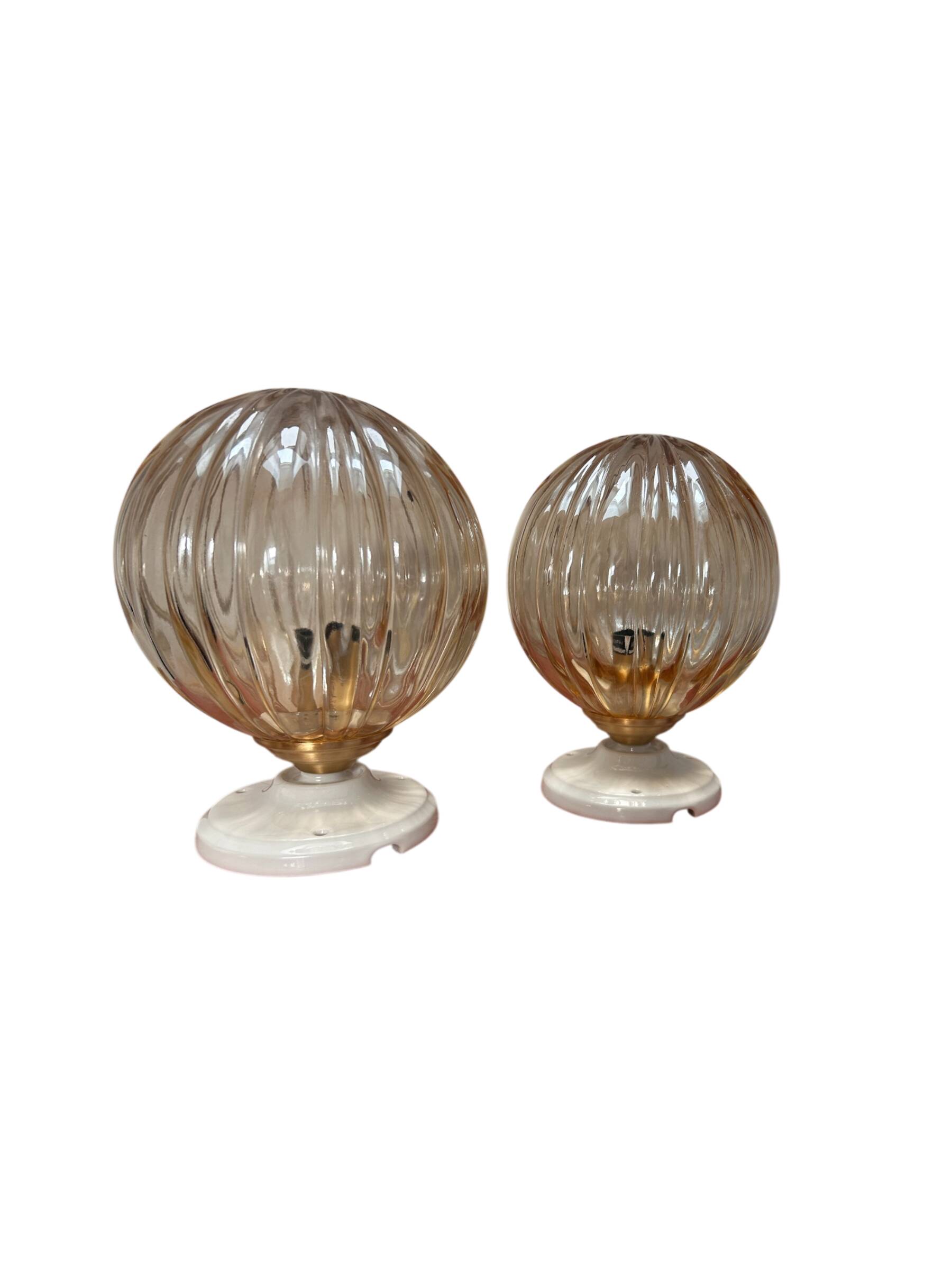 Pair of vintage globe wall lights
