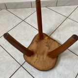 Brutalist tripod stool in solid elm, 1960s