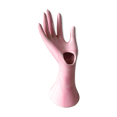 Main baguier, soliflore en céramique rose