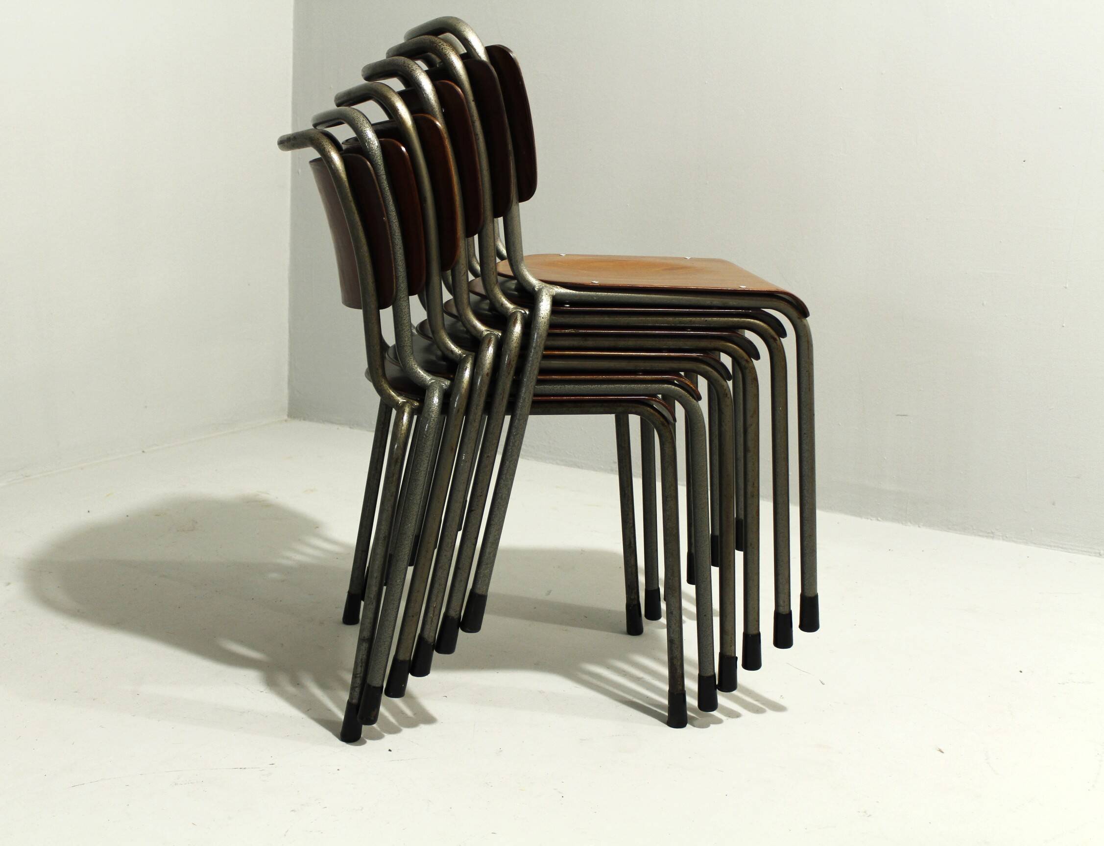 Model 106 Chairs by W. H. Gispen for Delft, 1950s, Set of 6