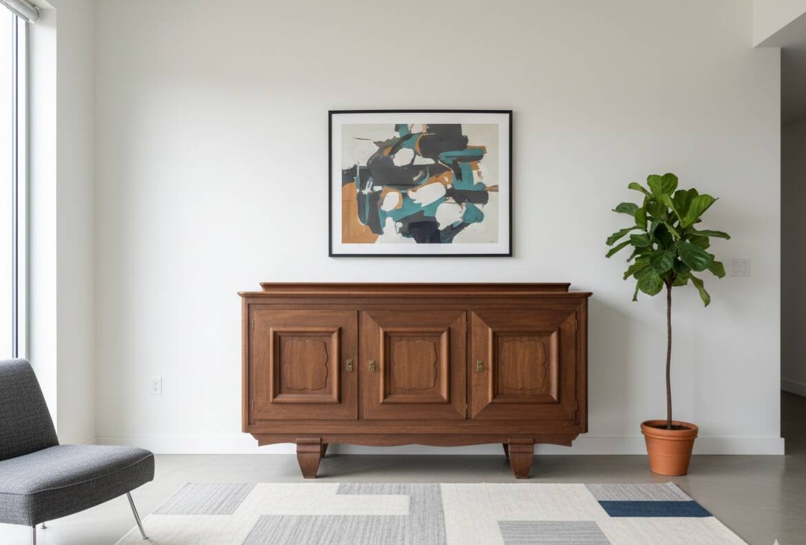 Art Deco Solid Wood Sideboard – Sapele Mahogany – High Quality and Storage