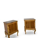 Tables de chevet italiennes en placage de noyer du milieu du siècle, années 1960.