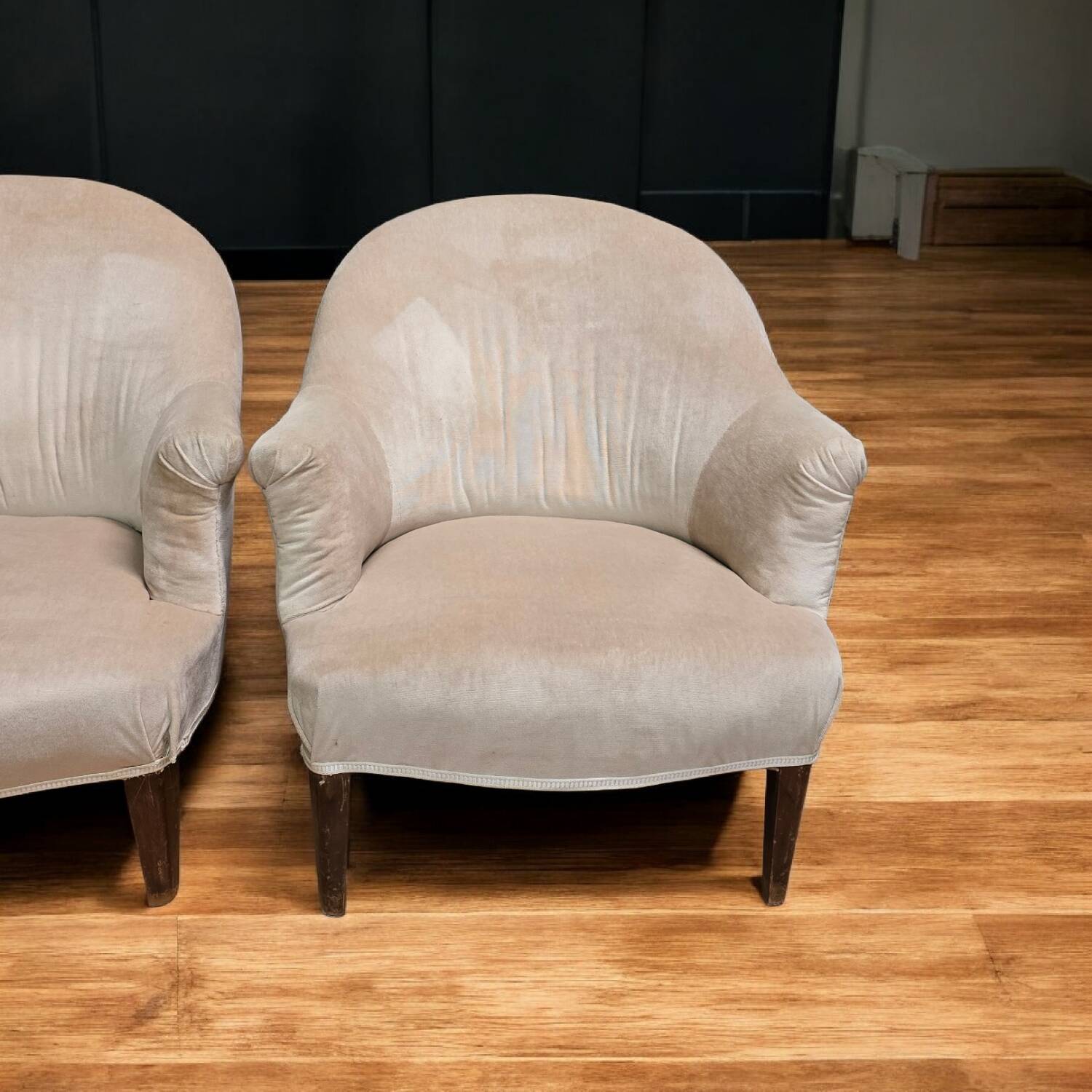 Pair of velvet armchairs