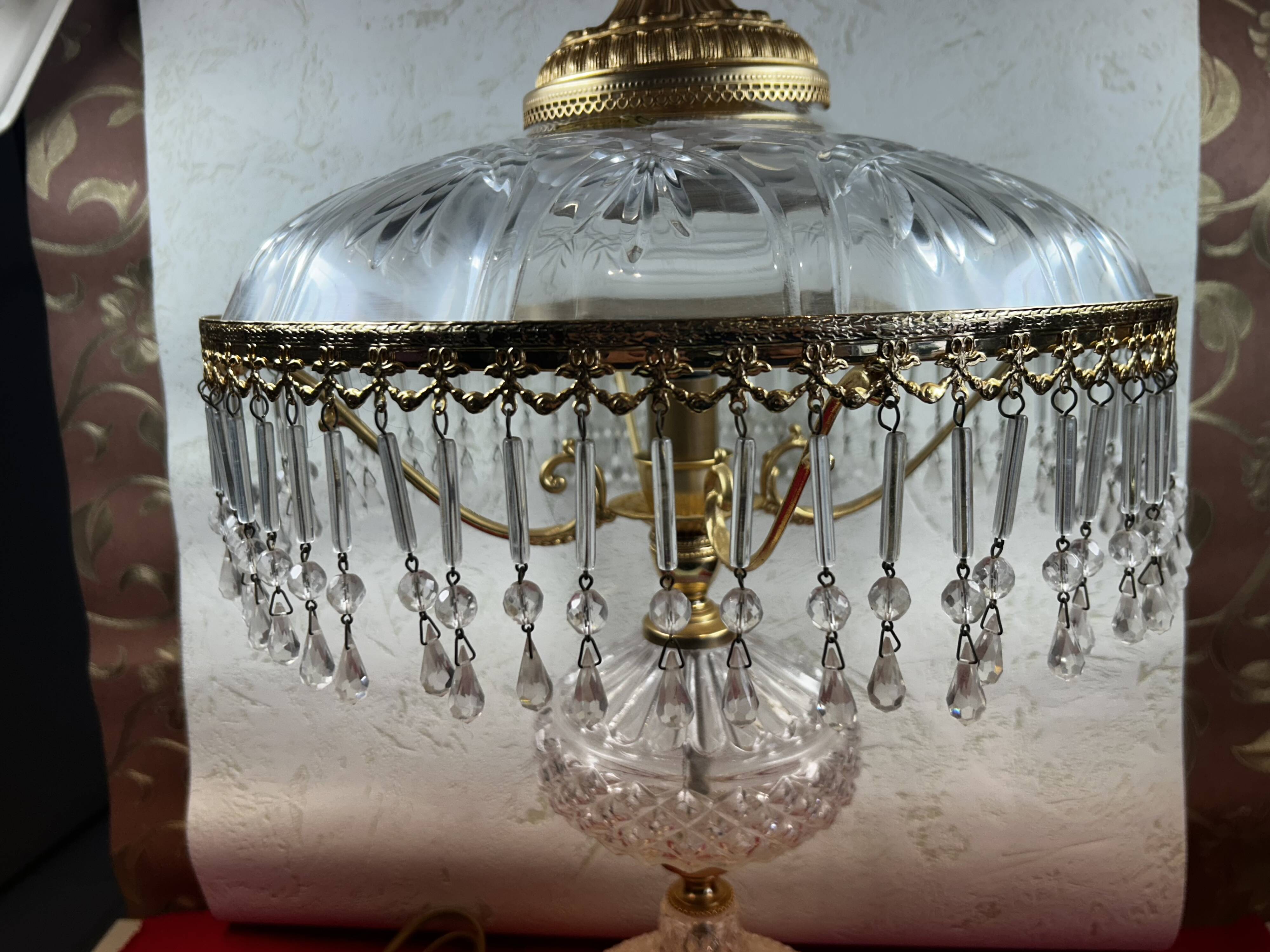 Italian style table lamp, glass artist Charles Balembois, glass & B