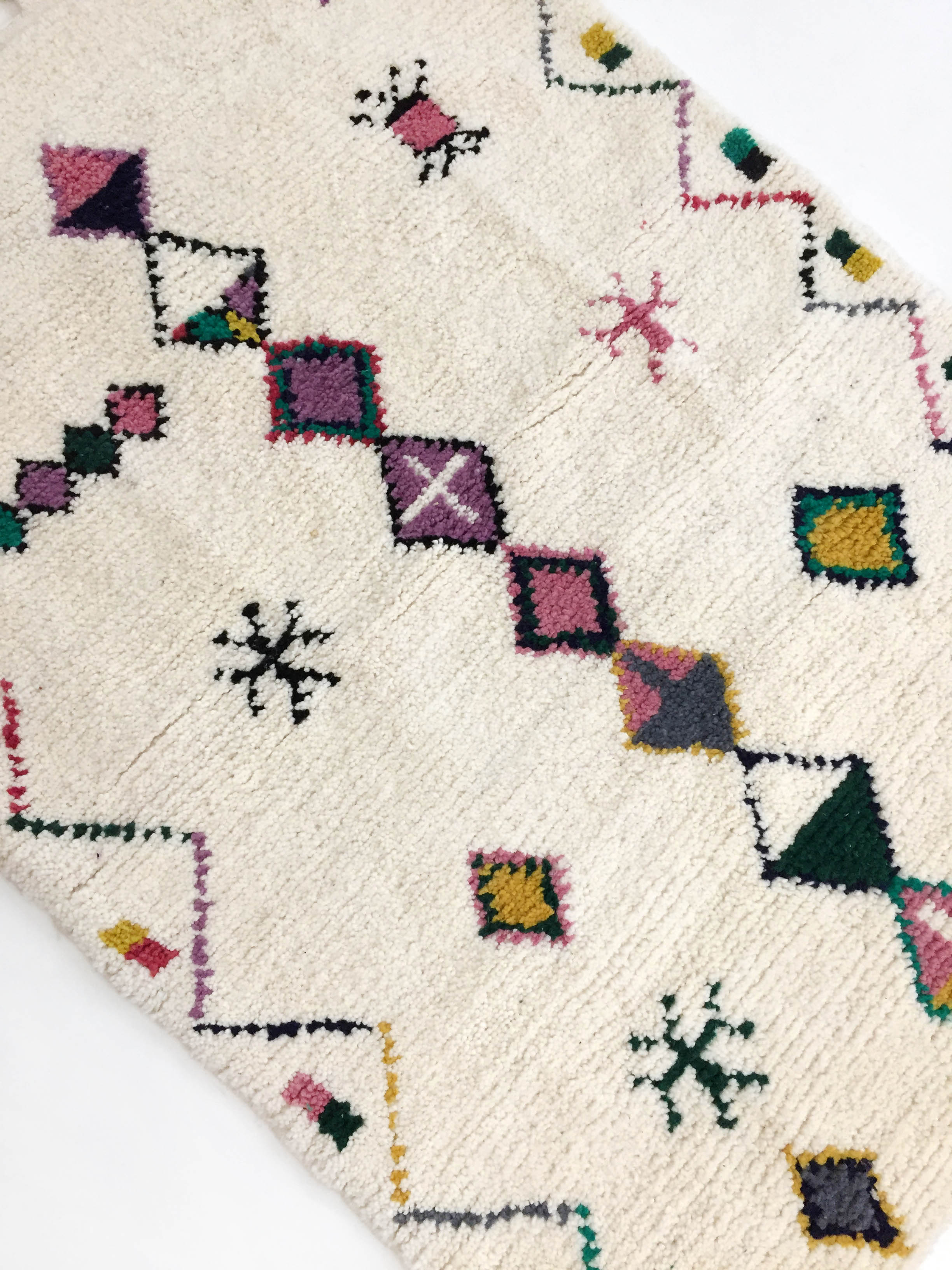 Moroccan Berber carpet azilal ecru with colorful patterns 164x123cm