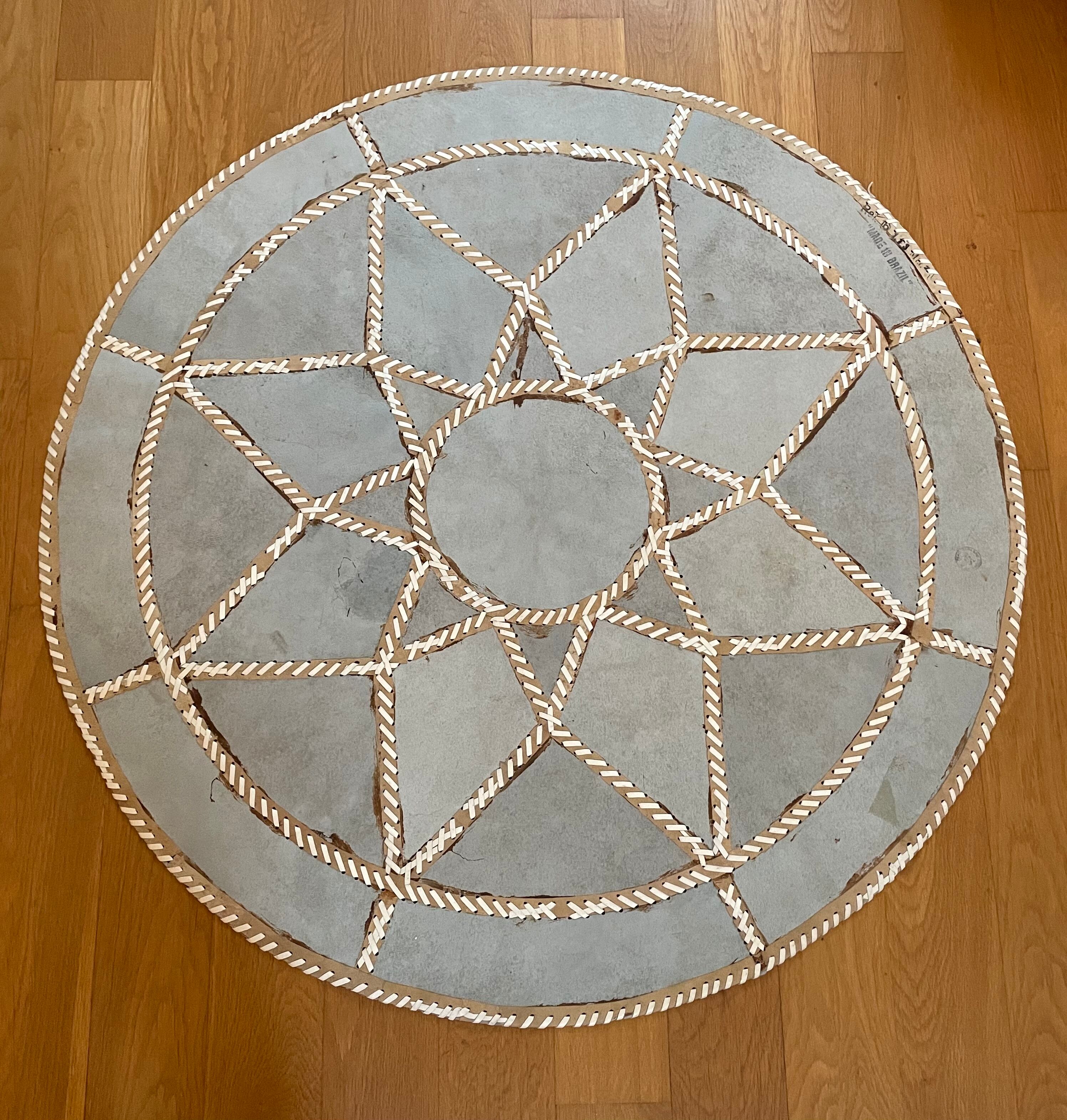 Vintage round cowhide rug 70