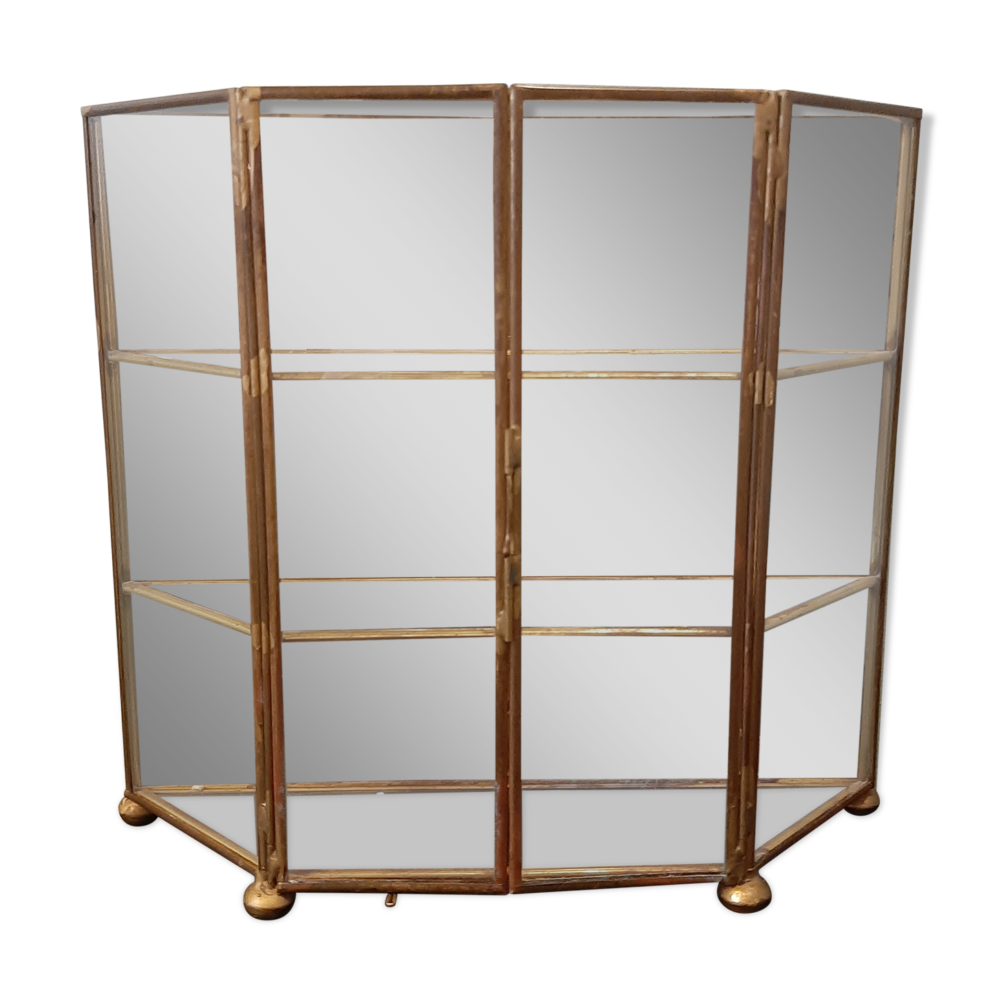 Vitrine miroir en laiton
