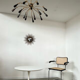 Old spider chandelier Italian metal, vintage Sputnik lamp 15 lights