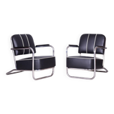 Bauhaus Chairs in Leather from Mücke-Melder, Czech, 1930s, Set of 2