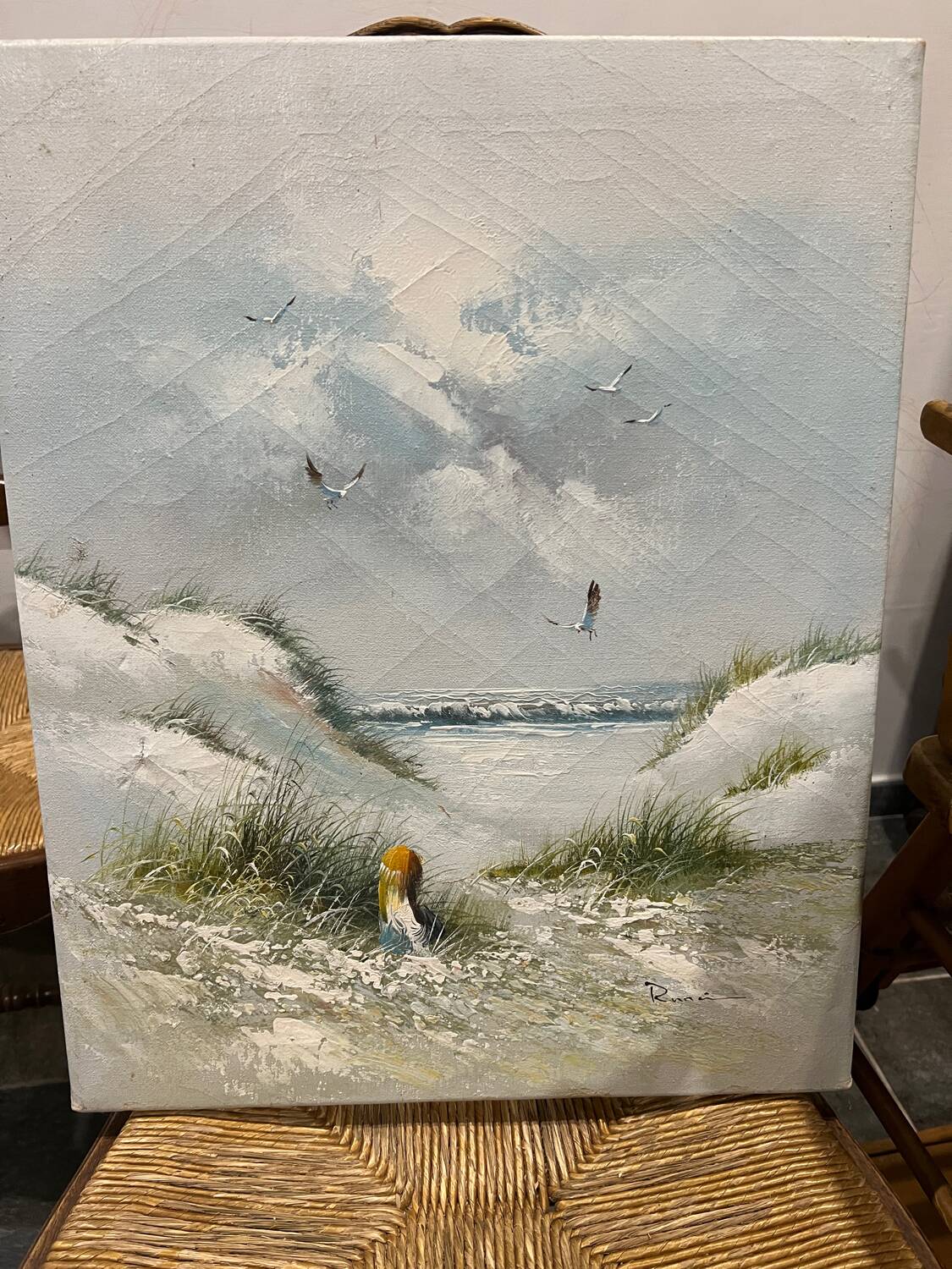 Oil landscape “The white beach”