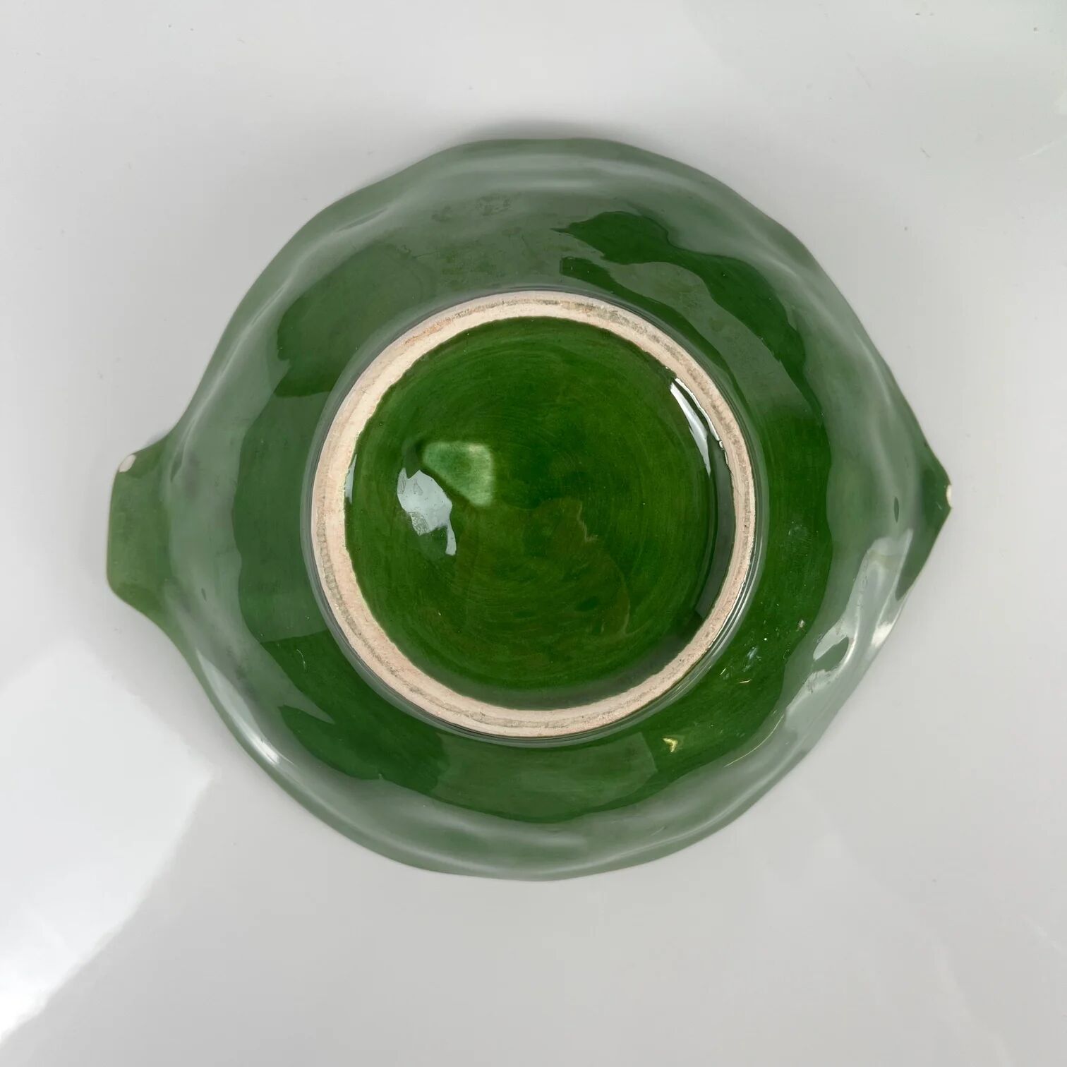 Set of 3 green leaf artichoke barbotine bowls vintage 70s