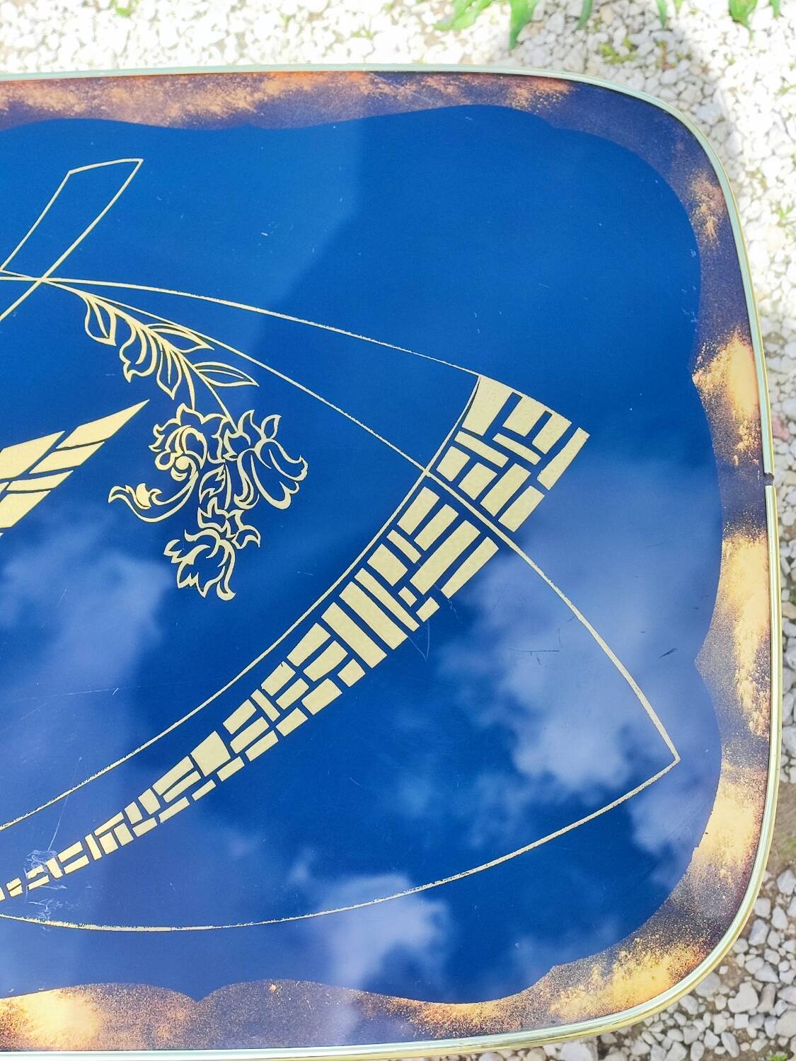 Vintage coffee table with compass legs