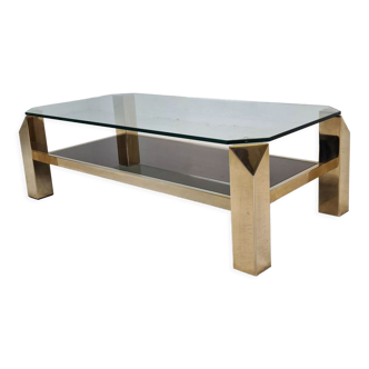 Belgo chrom coffee table 23kt gold plated, 1970's