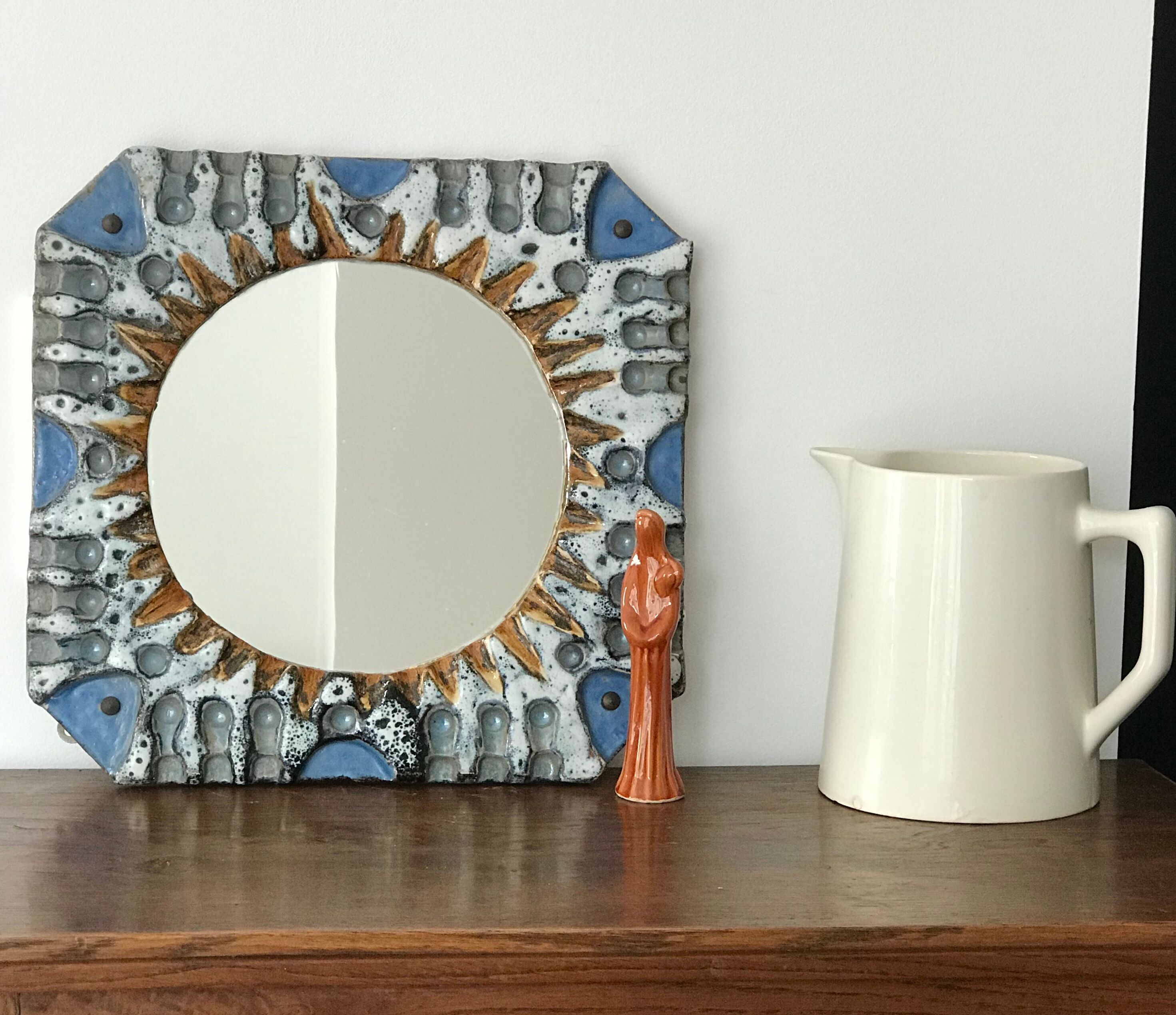 Vintage ceramic mirror - 41x42cm