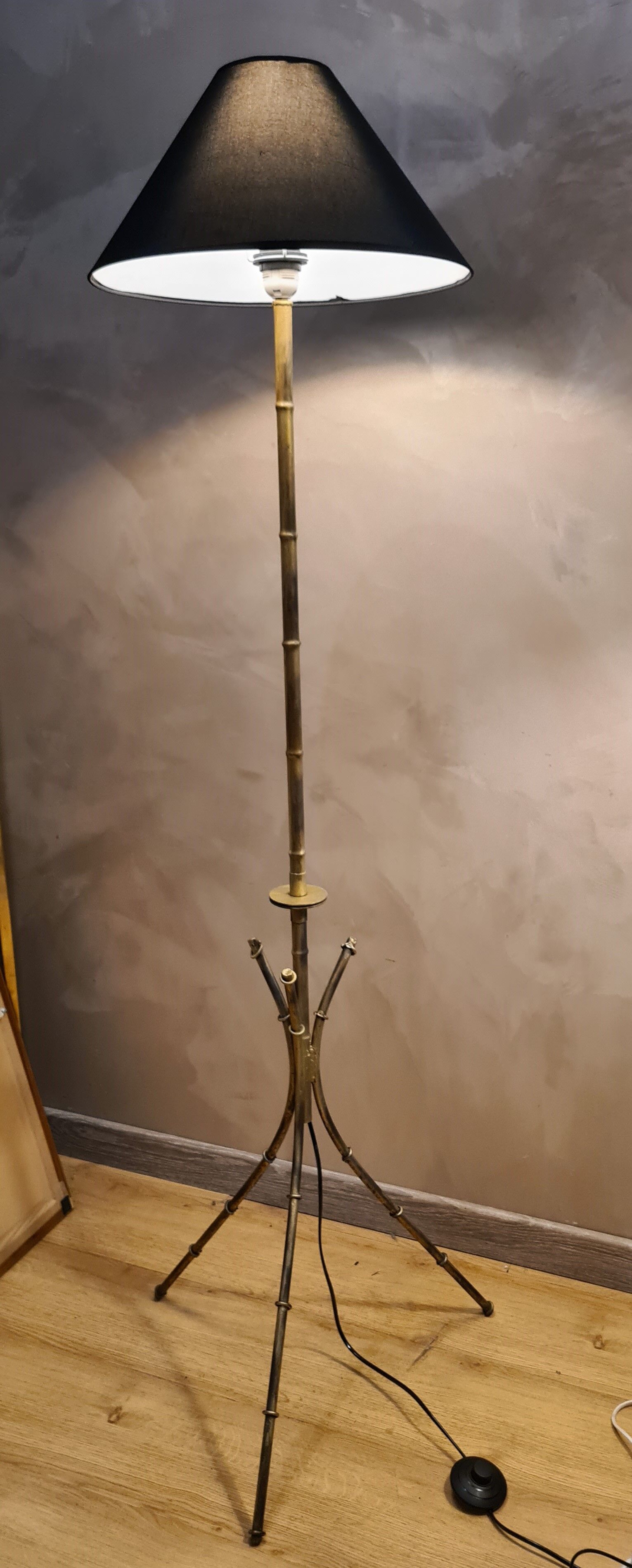 Bamboo style floor lamp painted steel