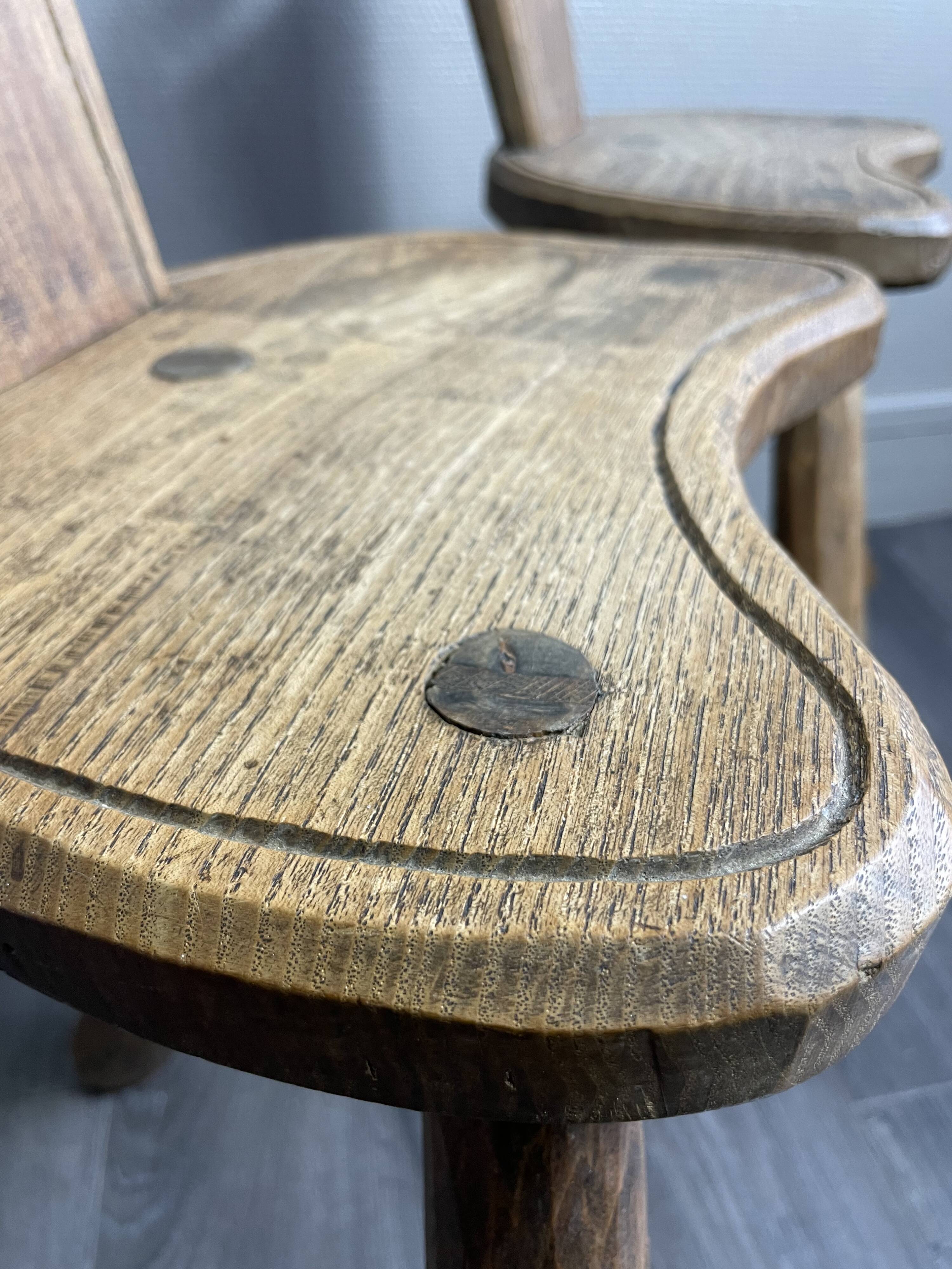 Pair of solid wood farmhouse stools