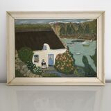 Painting naïve Breton landscape