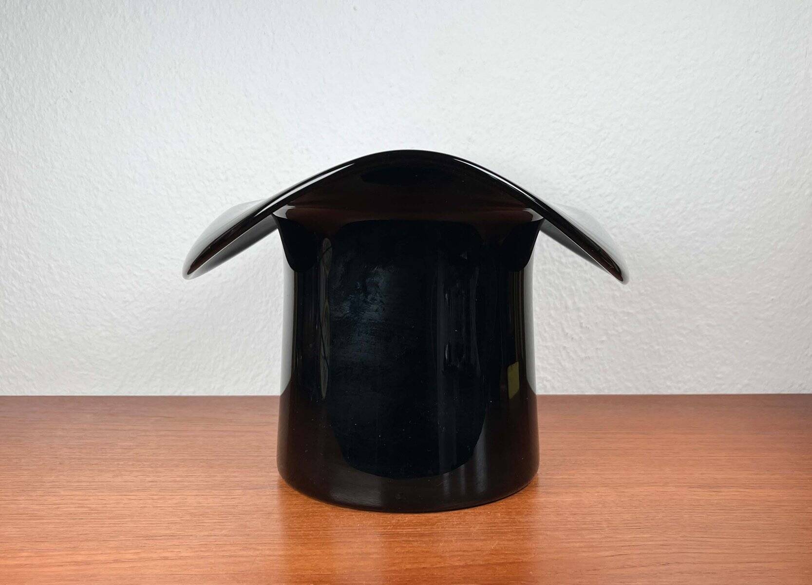 Vintage Italian vase top hat in Murano glass, 1980s.