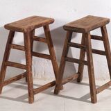 Antique Eastern stools (circa 1900). Set of 2 pieces