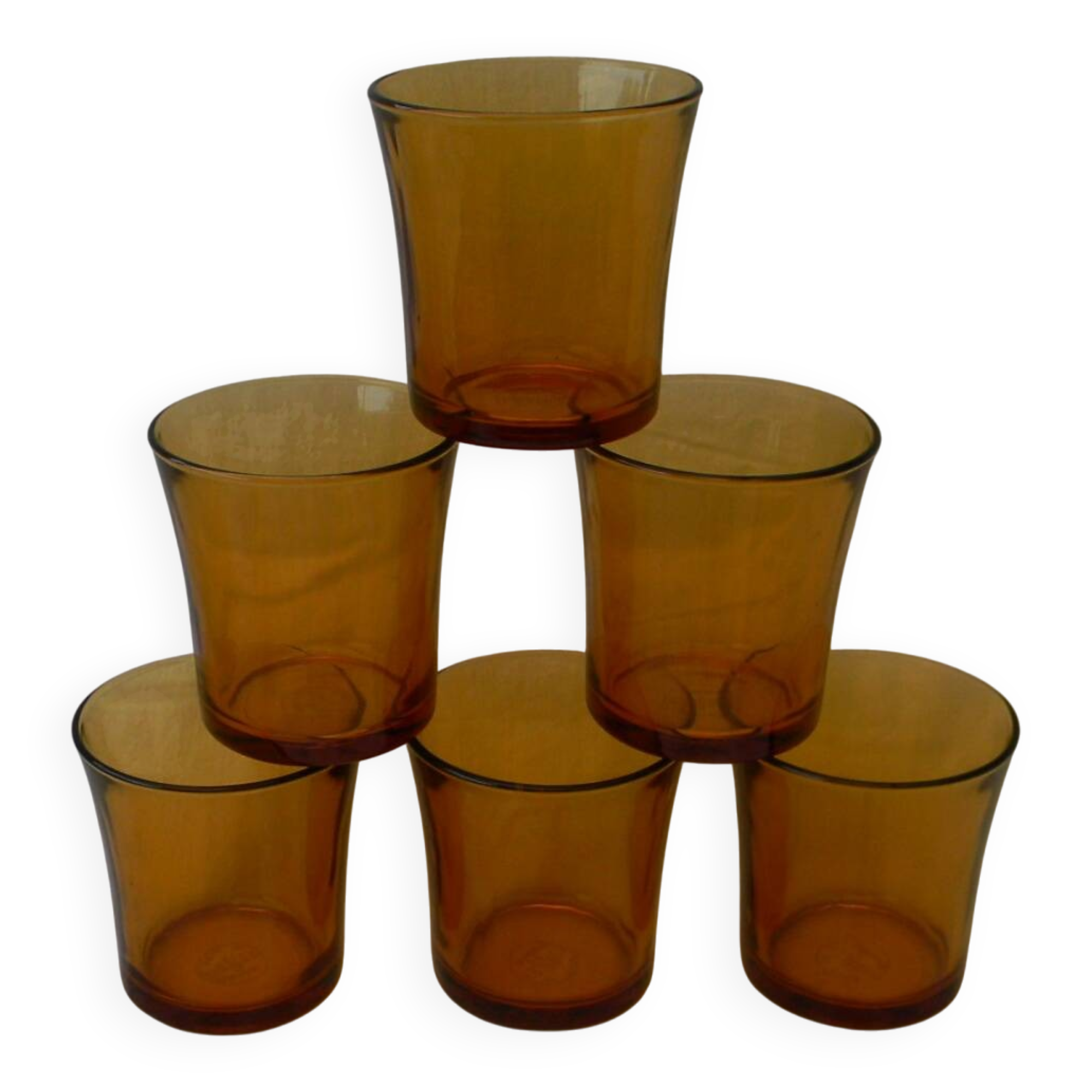 Lot de 6 verres en verre ambré duralex.