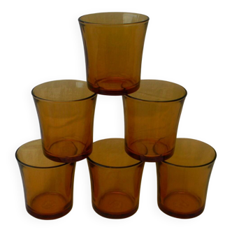 Pack of 6 duralex amber glass glasses.