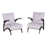 Pair of Grey ArtDeco Beech Armchairs, Jindrich Halabala, UP Zavody, 1930s