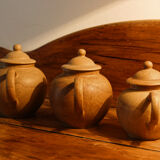 Set of 3 sandstone teapots