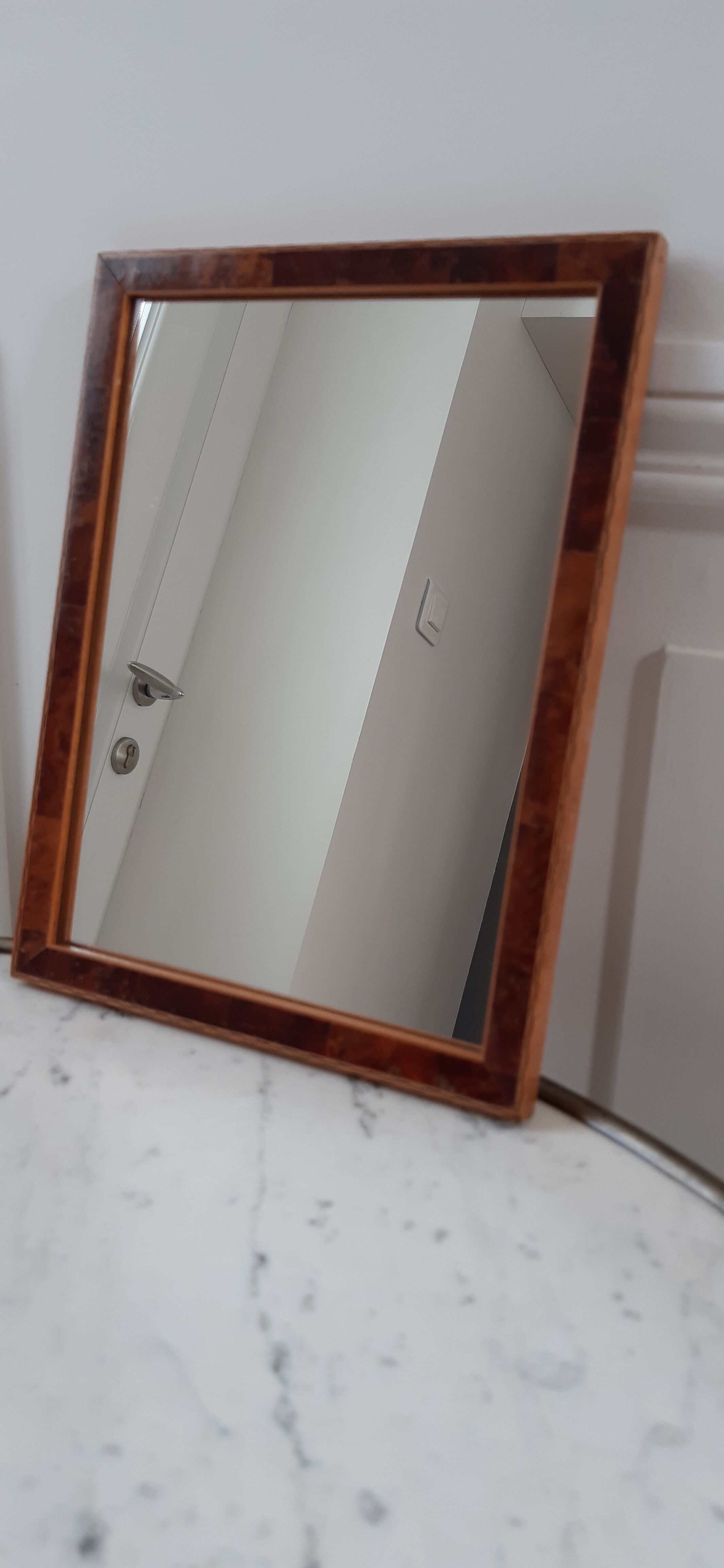 Wooden mirror marquetry 30s 17x22cm