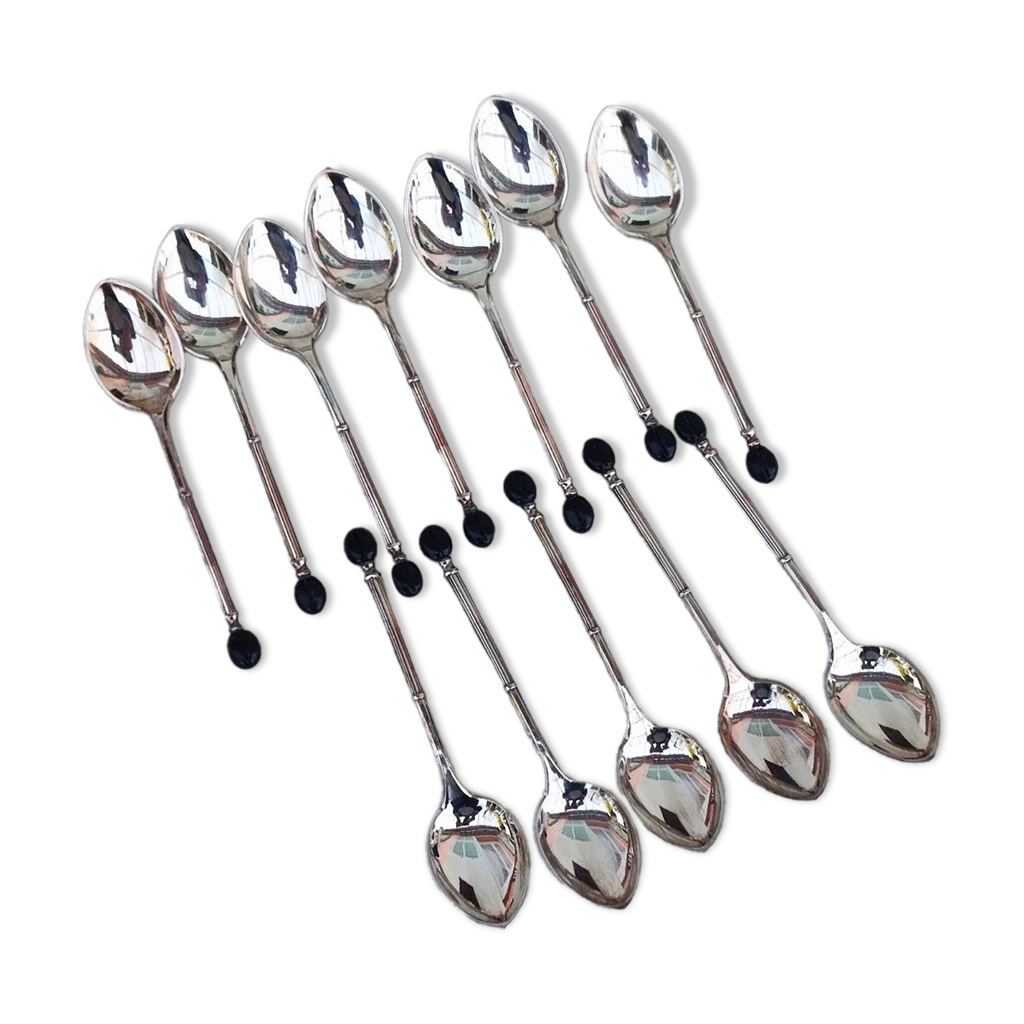 Lot De 11 Cuillères à Moka En Métal Argenté - Style Ancien Poinçonné - Années 1920-1940