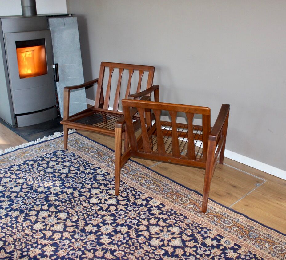Pair of Scandinavian vintage teak armchairs by Arne Wahl Iversen for Komfort, Denmark, 60s