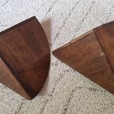 Pair of small wooden corner shelves, circa 1950