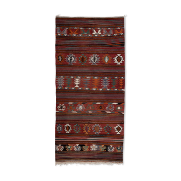 1970s vintage striped turkish oushak kilim runner 4'7" x 9'10"